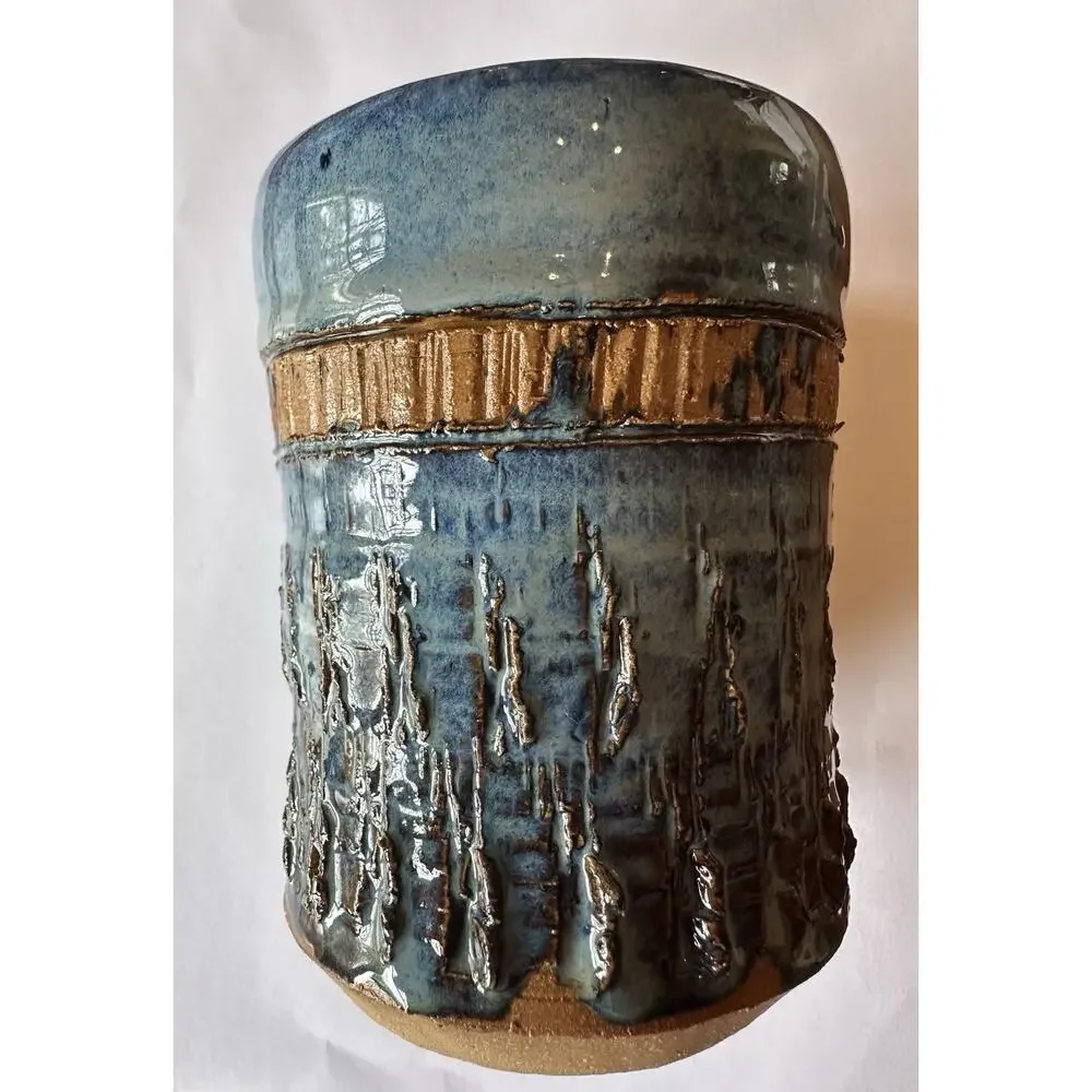 Pottery Initials SQ Blue Brown